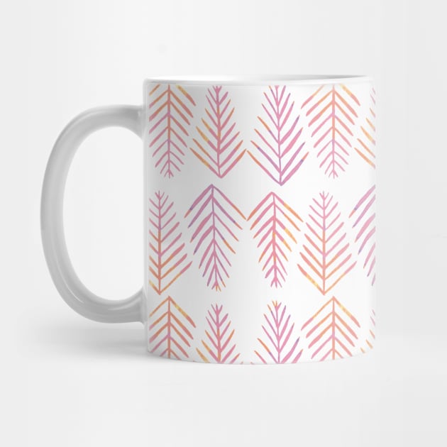 Watercolor pine trees pattern  - pink and orange by wackapacka